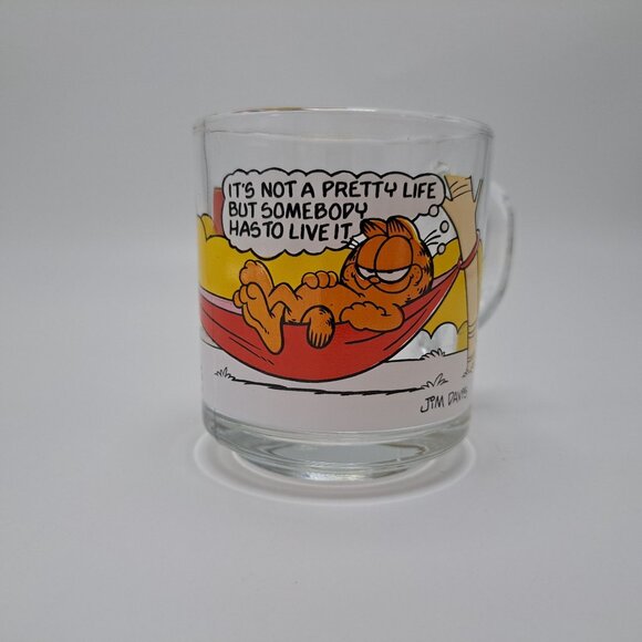 McDonalds Garfield Glass Mug Coffee Cup 1978 Cartoon Jim Davis Collectible - Picture 5 of 8